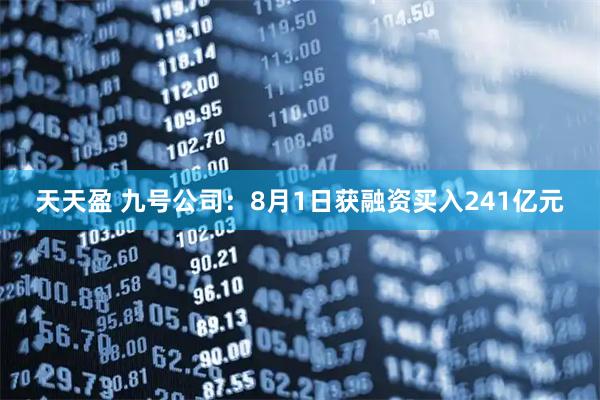 天天盈 九号公司：8月1日获融资买入241亿元