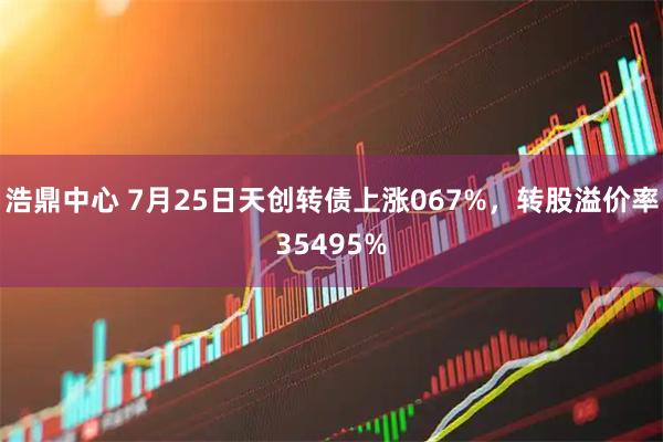 浩鼎中心 7月25日天创转债上涨067%，转股溢价率35495%