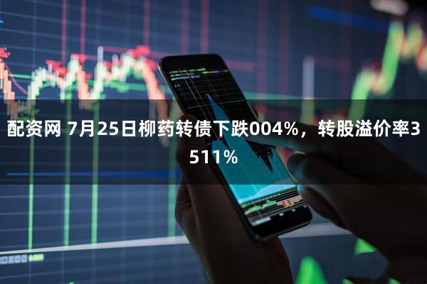 配资网 7月25日柳药转债下跌004%,转股溢价率3511%